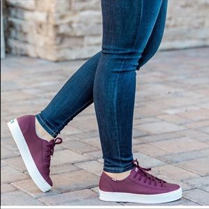 NWOT Keds Triple Kick Burgundy Leather Platform Sneakers